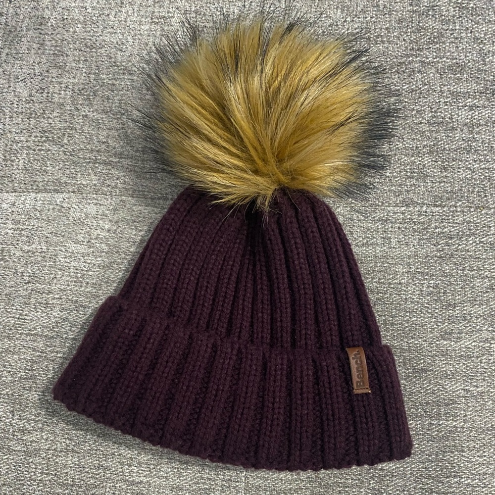 Bench Burgundy Wool Acrylic Winter Pom Pom Kids Hat